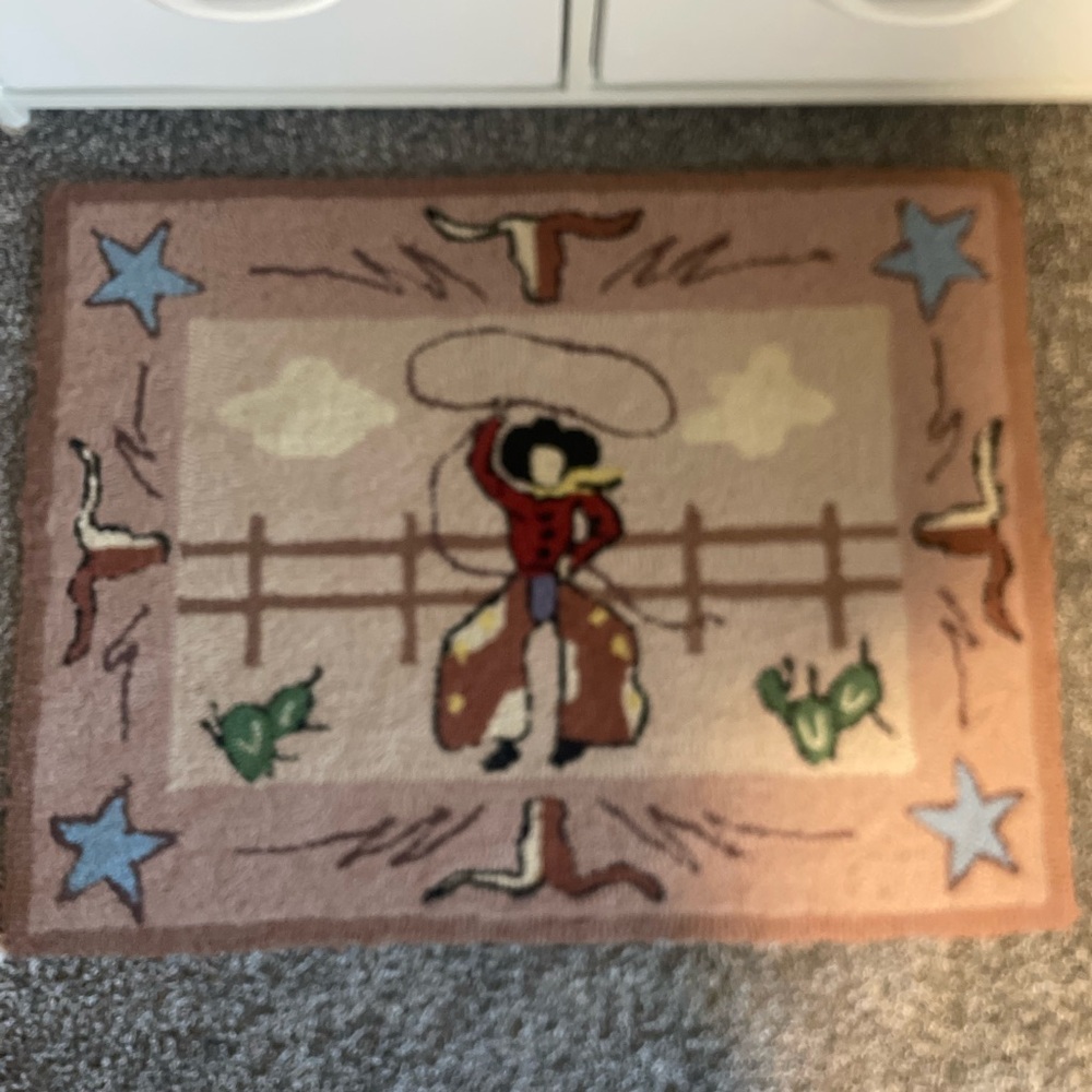 Vintage Western Cowboy Accent Rug - Picture 3 of 8